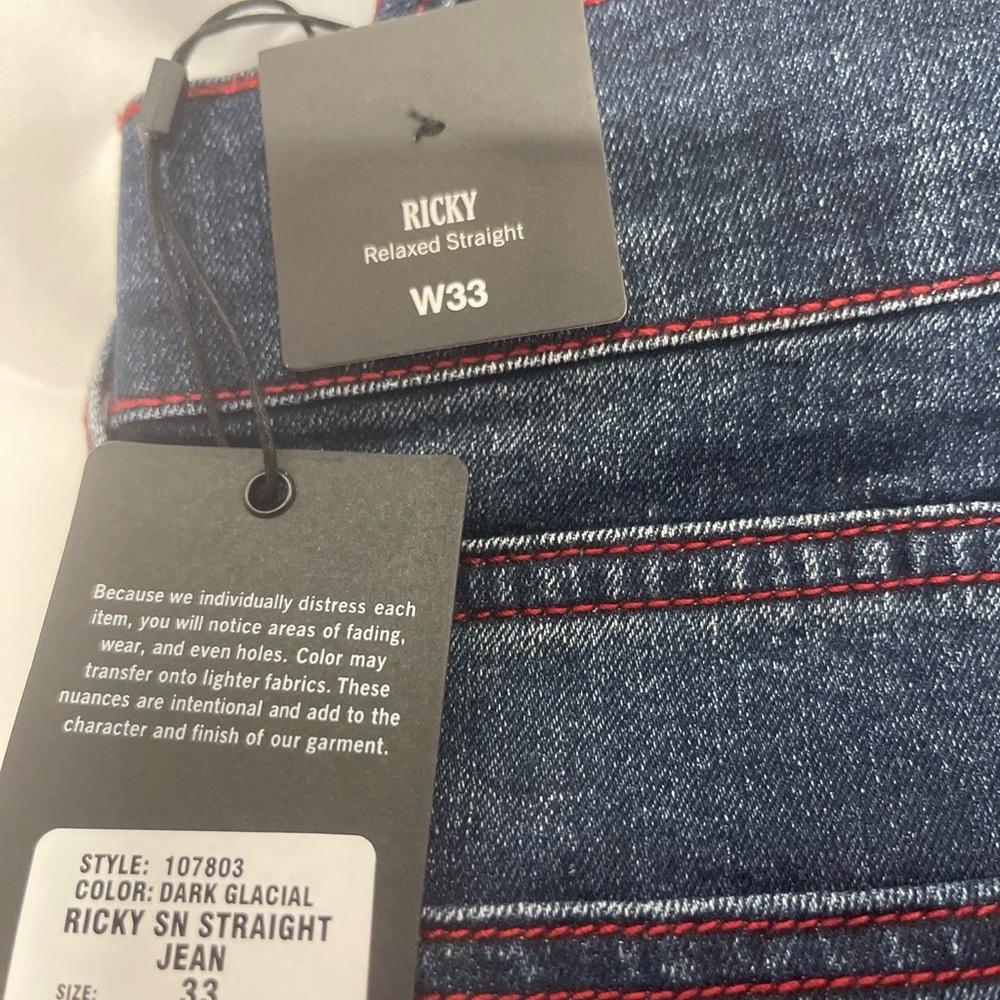 True Religion Ricky Dark GlacialStraight Jeans Men's Size 33x33  New With Tags!